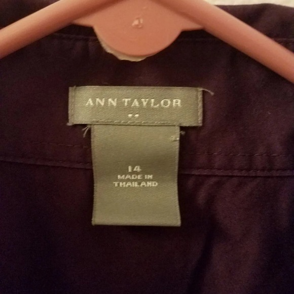 Ann Taylor Dark Purple Button Down sz 14 EUC - Picture 2 of 5